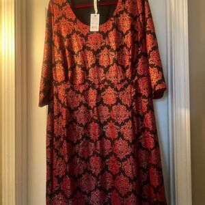 NWT Elegant Red and Black Patterned Dress